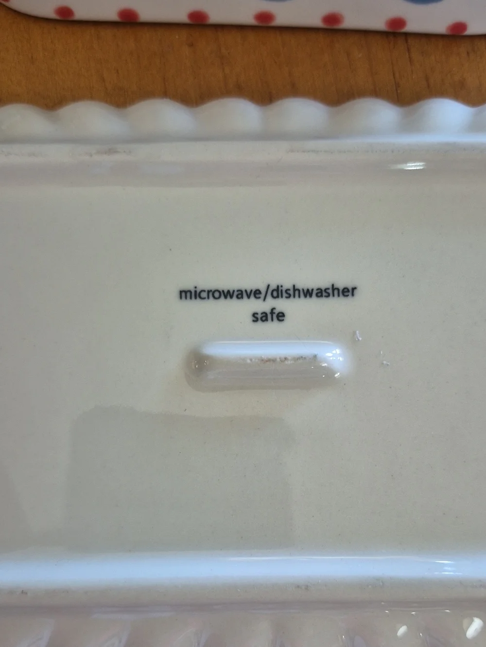 Anthropologie Ceramic Butter Dish with Red Handle and Blue Accent